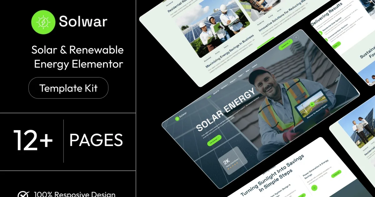 Solwar – Solar & Renewable Energy Elementor Template Kit