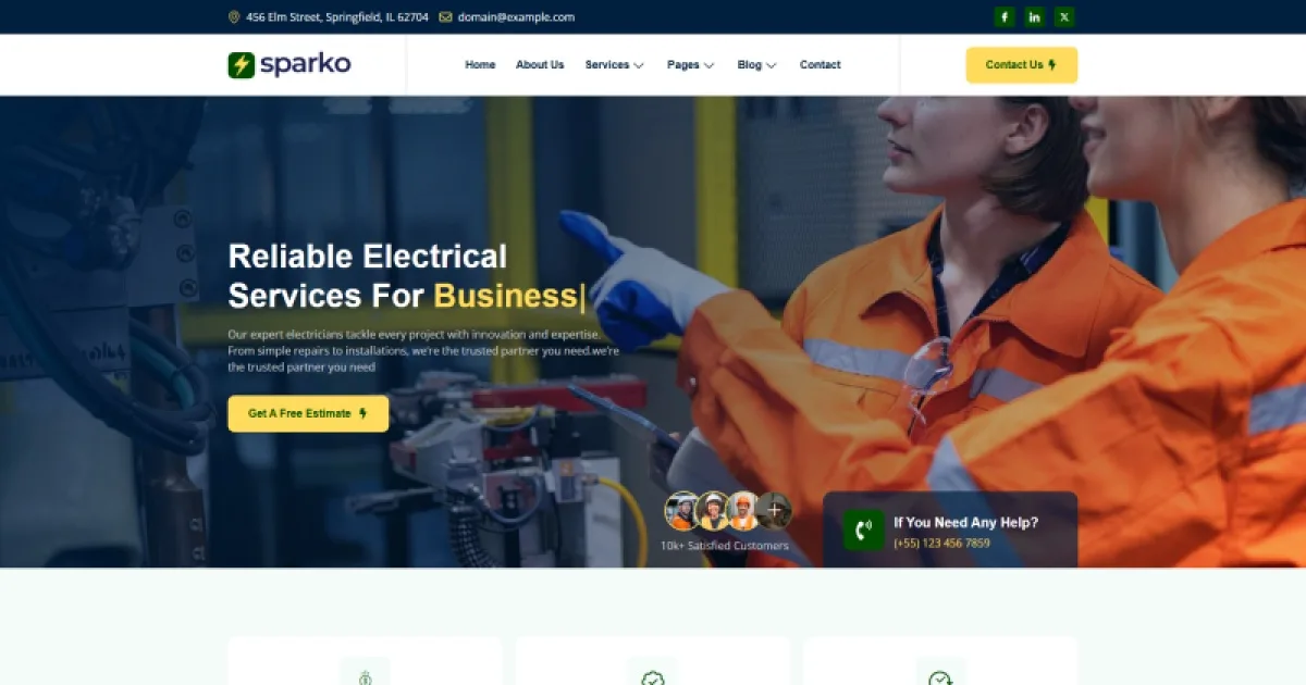 Sparko – Electrician & Electrical Services Elementor Template Kit