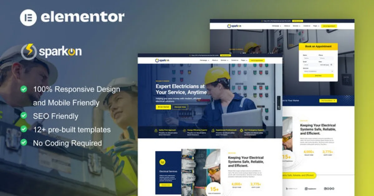 Sparkon – Electrical Installation & Maintenance Service Elementor Pro Template Kit