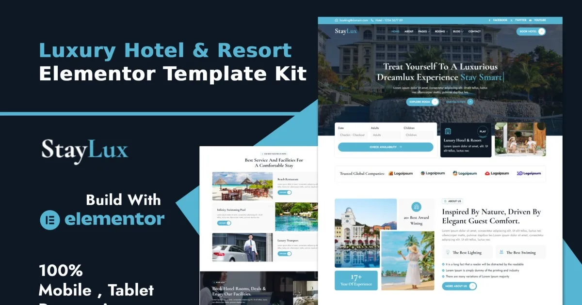 StayLux – Luxury Hotel & Resort Elementor Template Kit