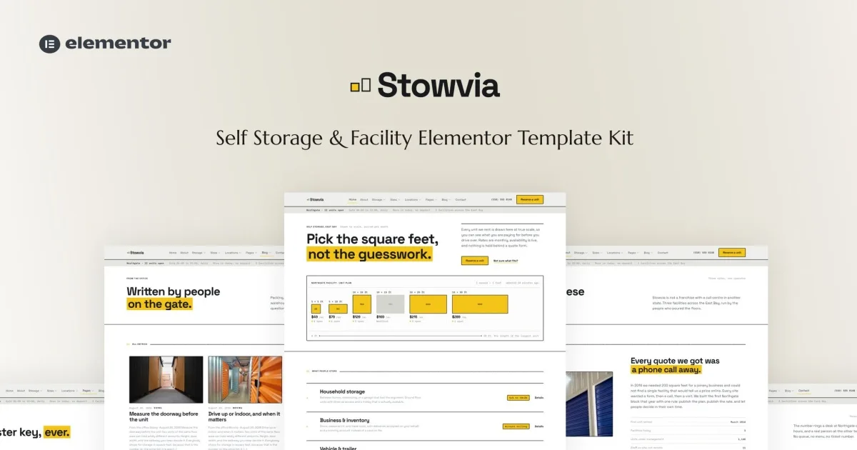 Stowvia – Self Storage & Facility Elementor Template Kit