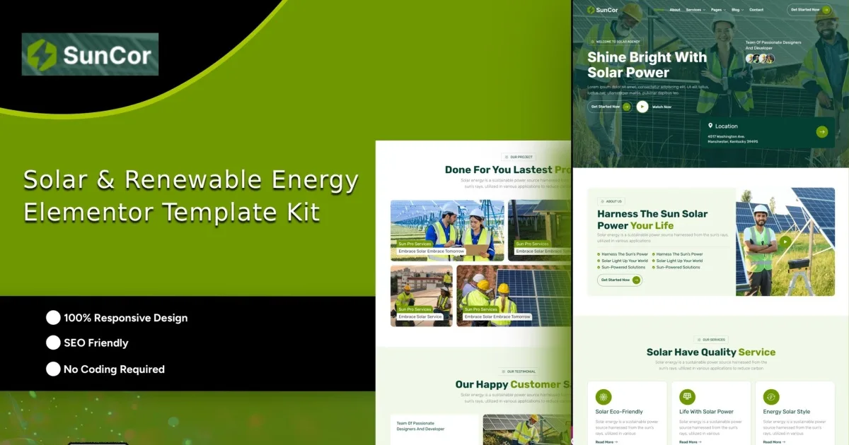 Suncor – Solar & Renewable Energy Elementor Template Kit