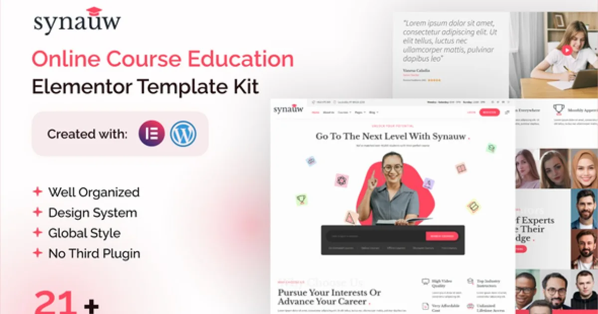 Synauw – Online Course Education Elementor Pro Template Kit