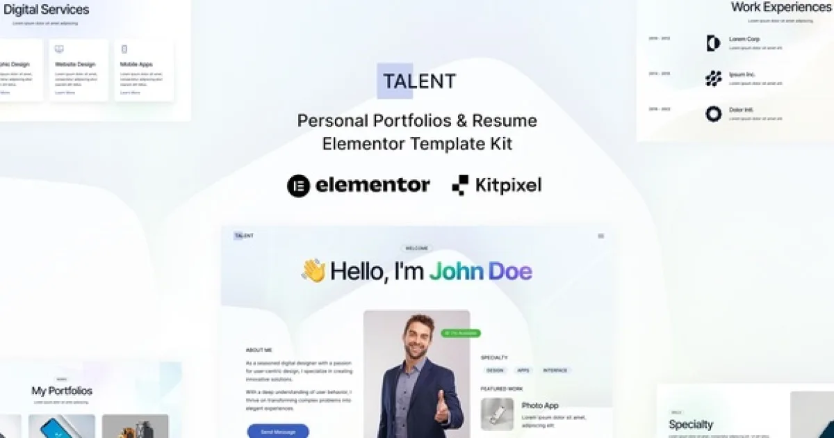 Talent – Personal Portfolios & Resume Elementor Template Kit