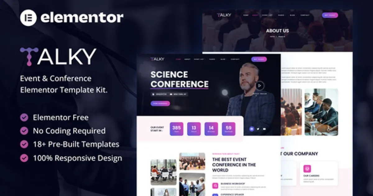 Talky – Event & Conference Elementor Template Kit