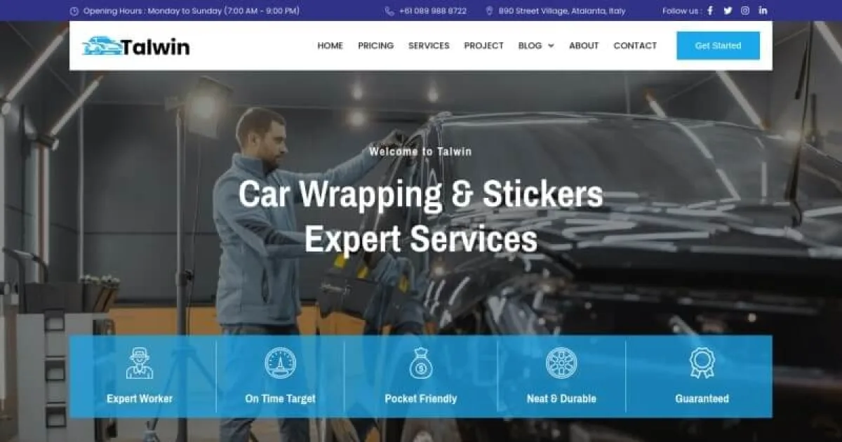 Talwin – Car Wrapping & Stickers Elementor Pro Template Kit