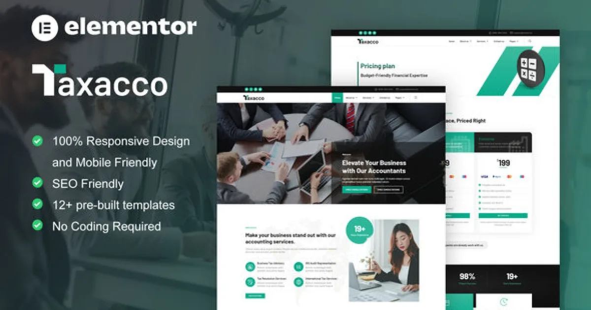 Taxacco – Accounting Firm Elementor Pro Template Kit