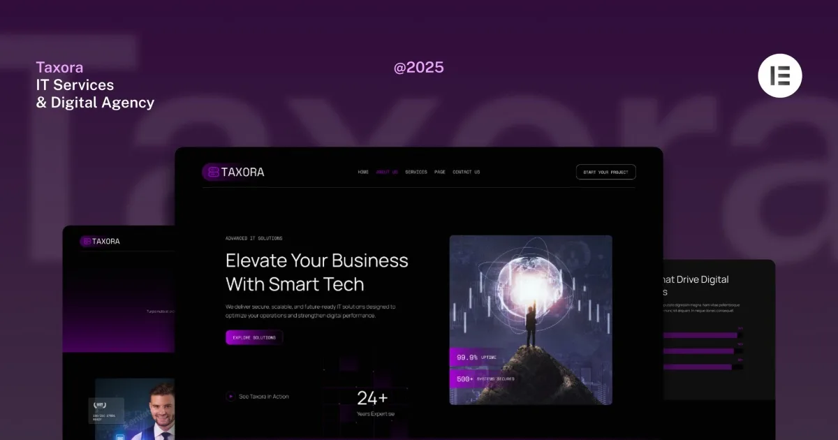 Taxora – Dark IT Services Digital Agency Website Elementor Kit