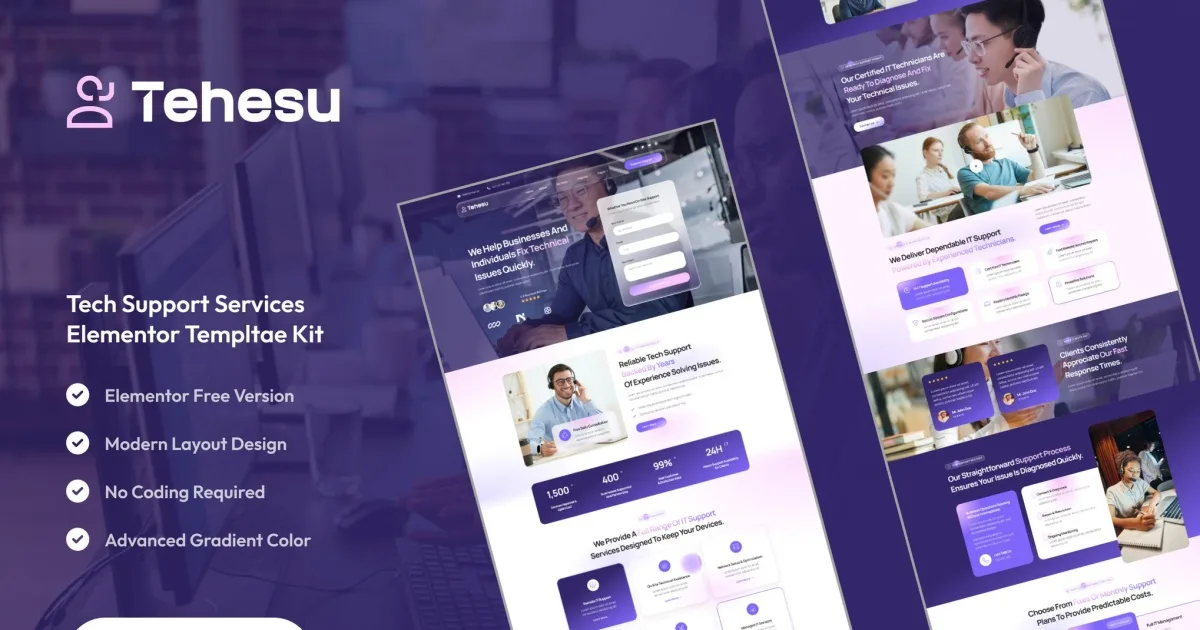 Tehesu – Tech Support Services Elementor Template Kit
