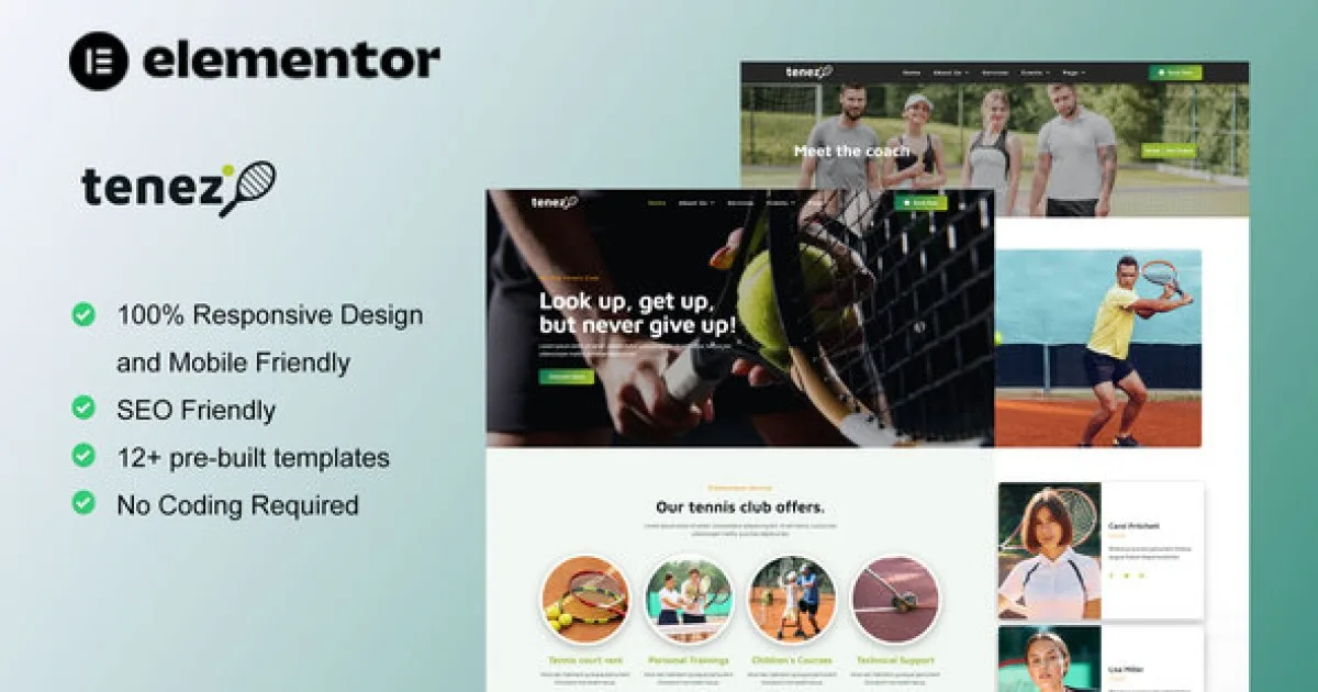Tenez – Tennis School & Club Elementor Template Kit