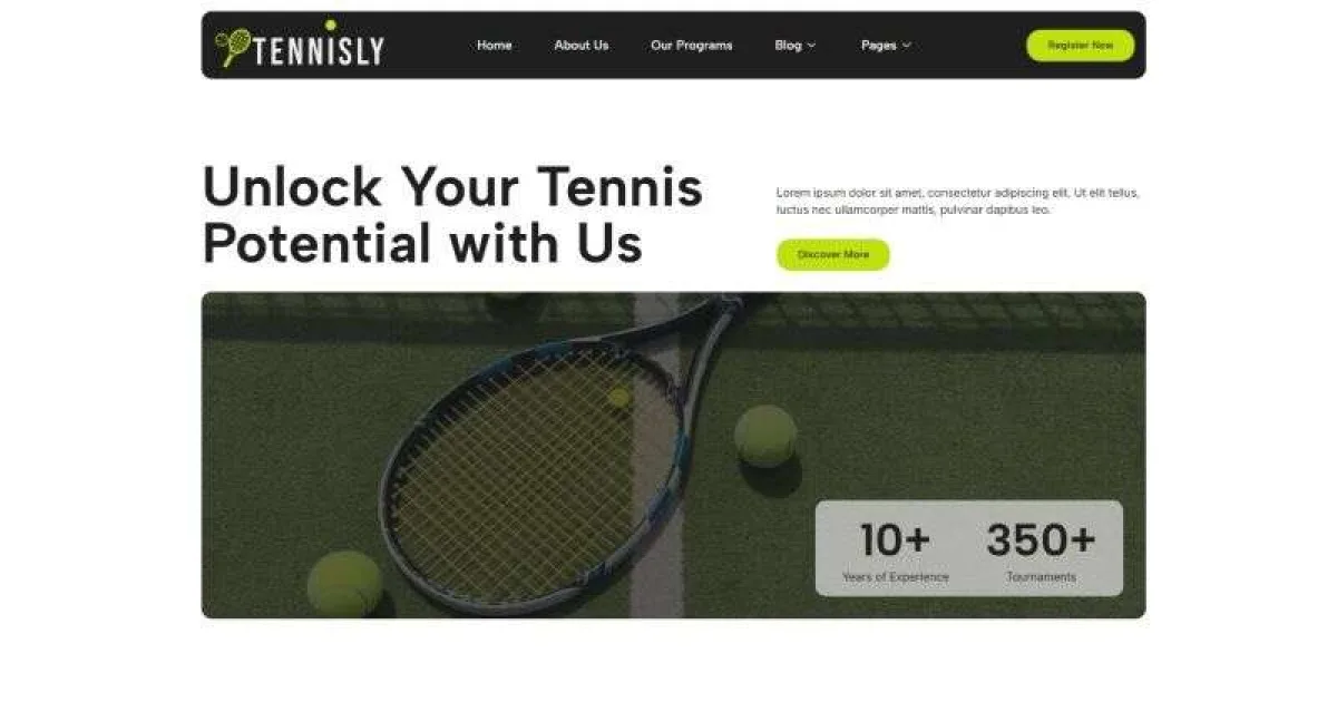 Tennisly – Tennis School & Sports Club Elementor Template Kit