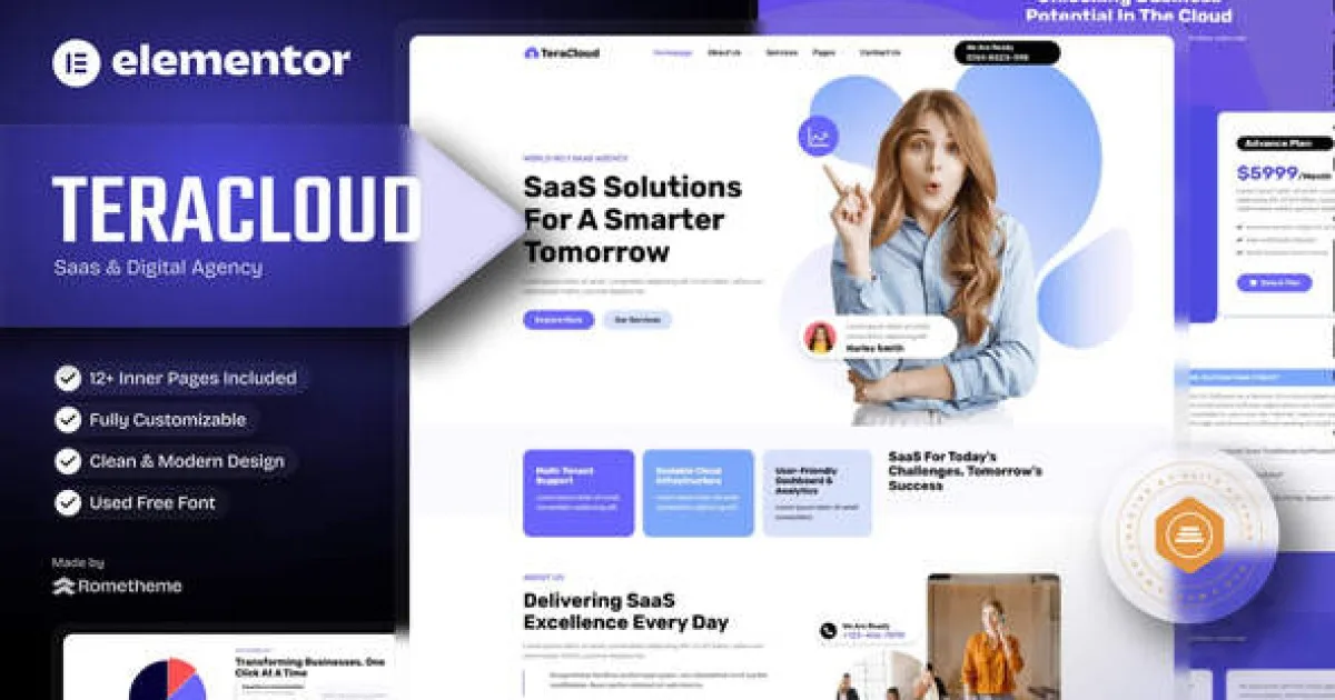 Teracloud – Saas & Digital Agency Elementor Template Kit