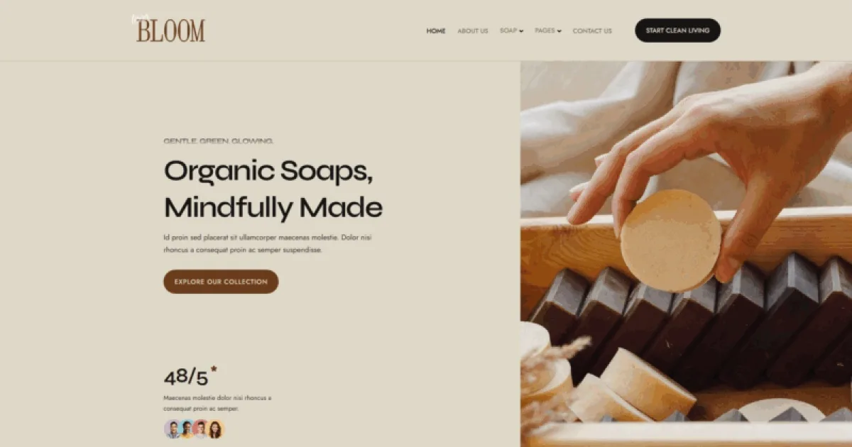TerraBloom – Organic Handmade Soap Elementor Template Kit