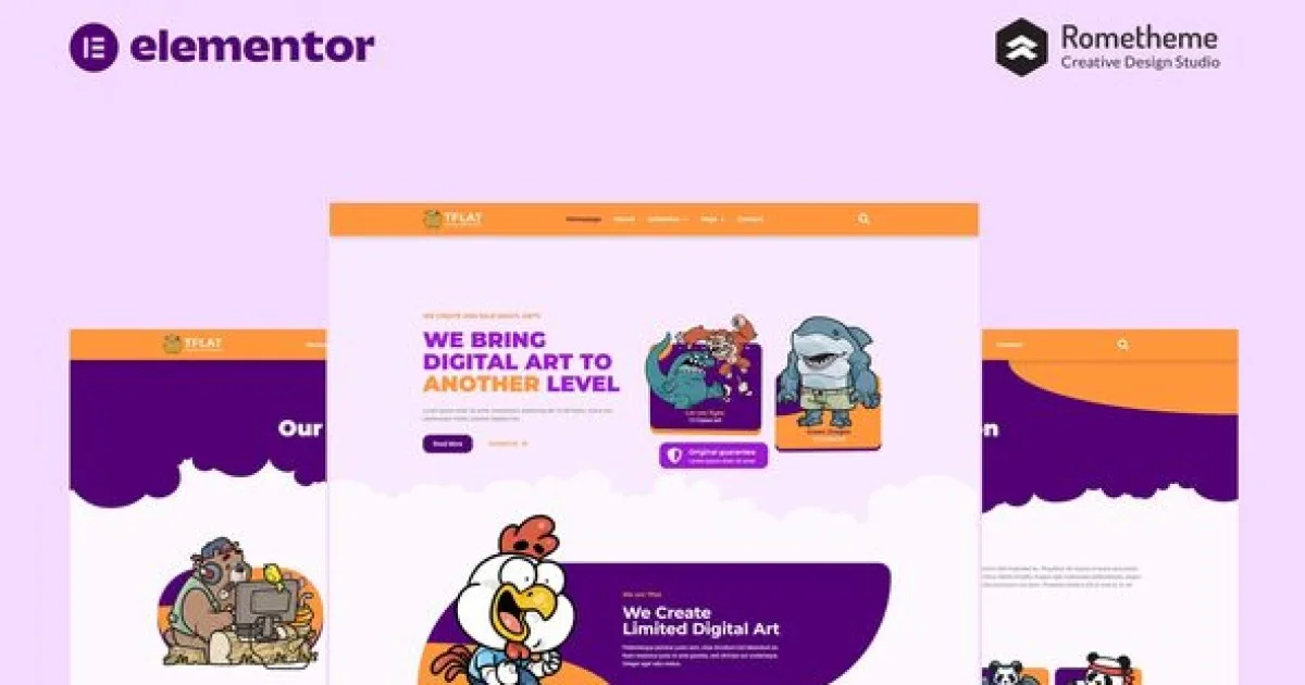 Tflat NFT Portfolio Elementor Pro Full Site Template Kit