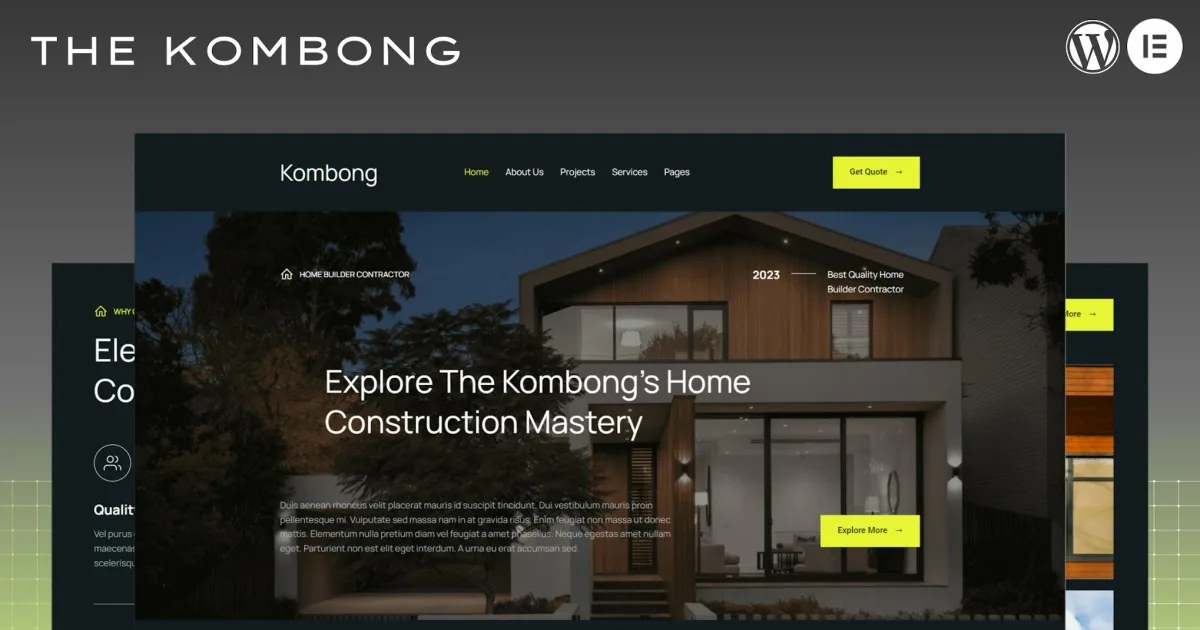 The Kombong – Modern Real Estate Agent Elementor Template Kit