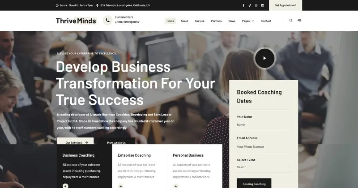 Thrive Mind – Business Coach Envato Elementor Kit