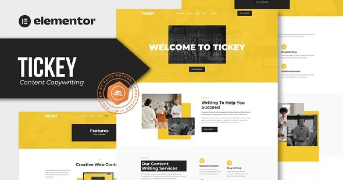 Tickey – Content Copywriting Services Elementor Template Kit