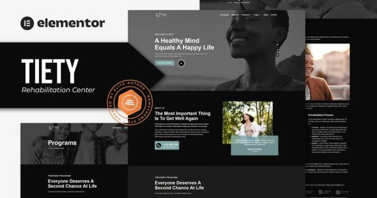 Tiety – Addiction Recovery and Rehabilitation Center Elementor Template Kit