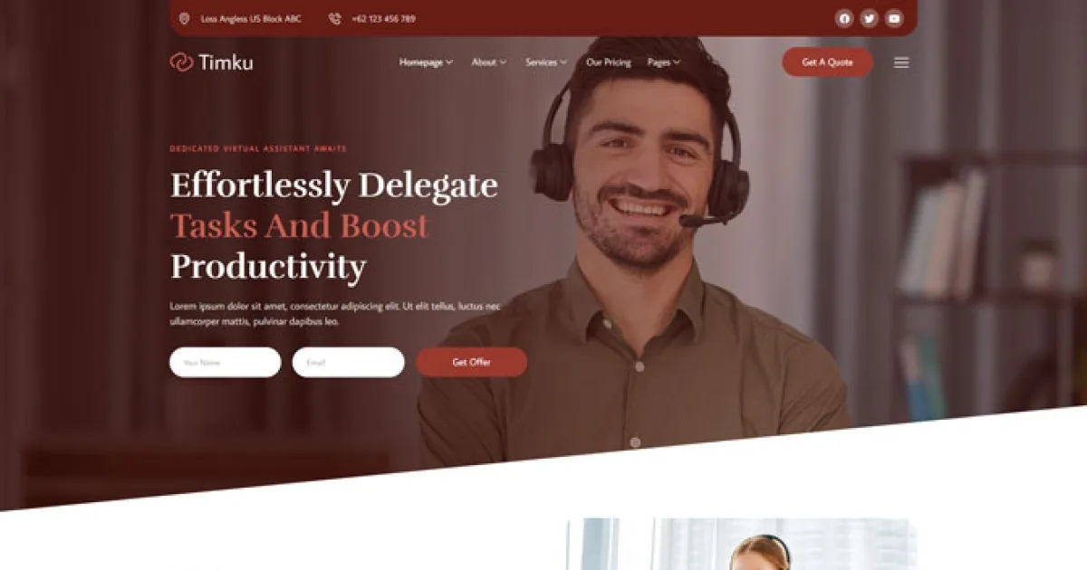 Timku – Virtual Assistant Business Elementor Template Kit