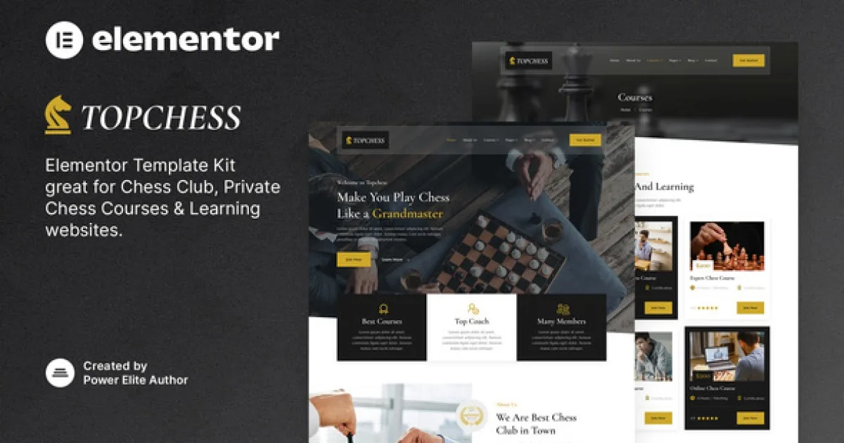 Topchess – Chess Club Courses & Training Elementor Template Kit