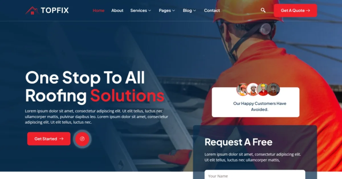 Topfix – Roofing Services Elementor Template Kit