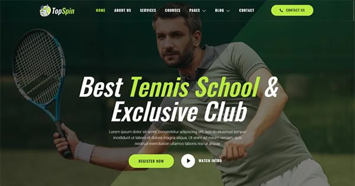 TopSpin – Tennis School & Sports Club Elementor Template Kit