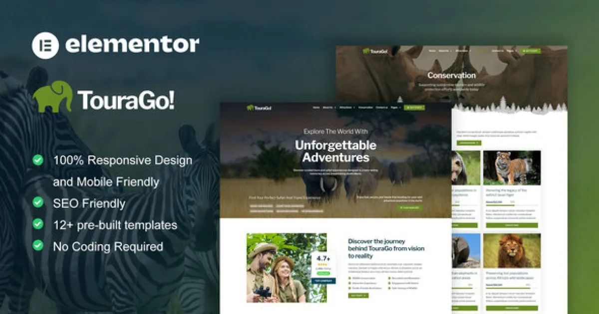 Tourago – Safari & Zoo Elementor Pro Template Kit
