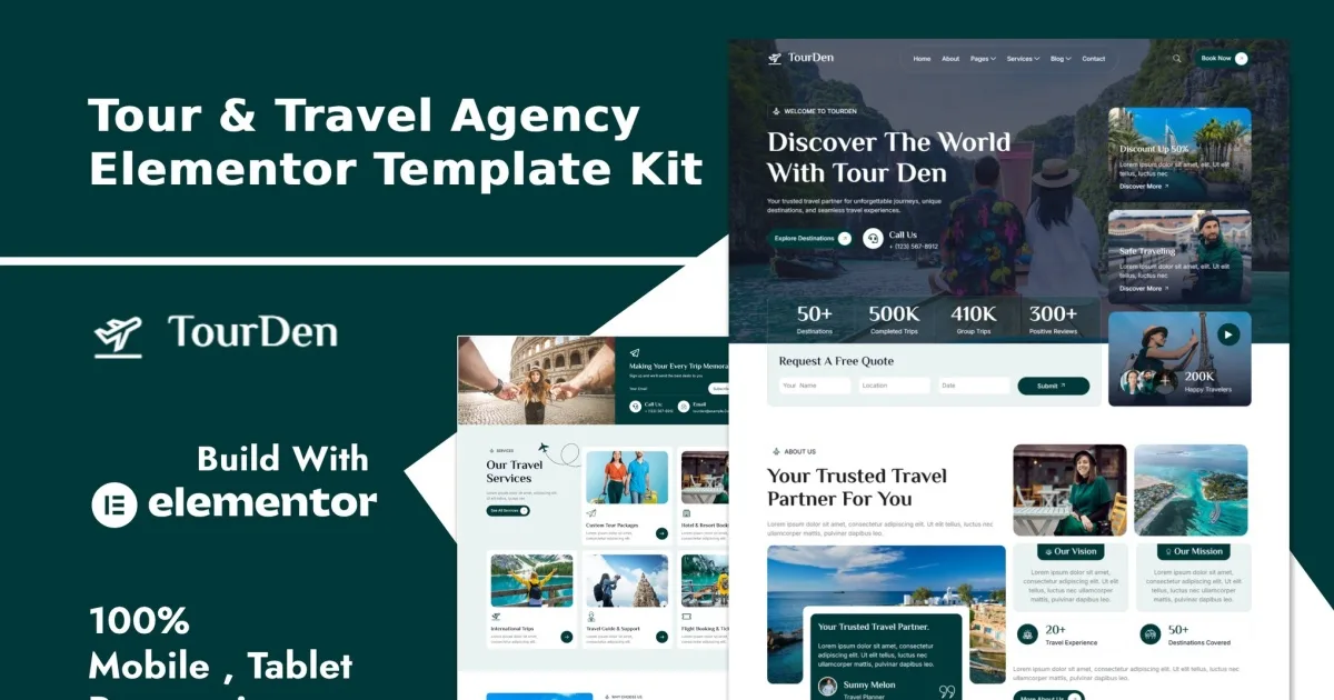 TourDen – Tour & Travel Agency Elementor Template Kit