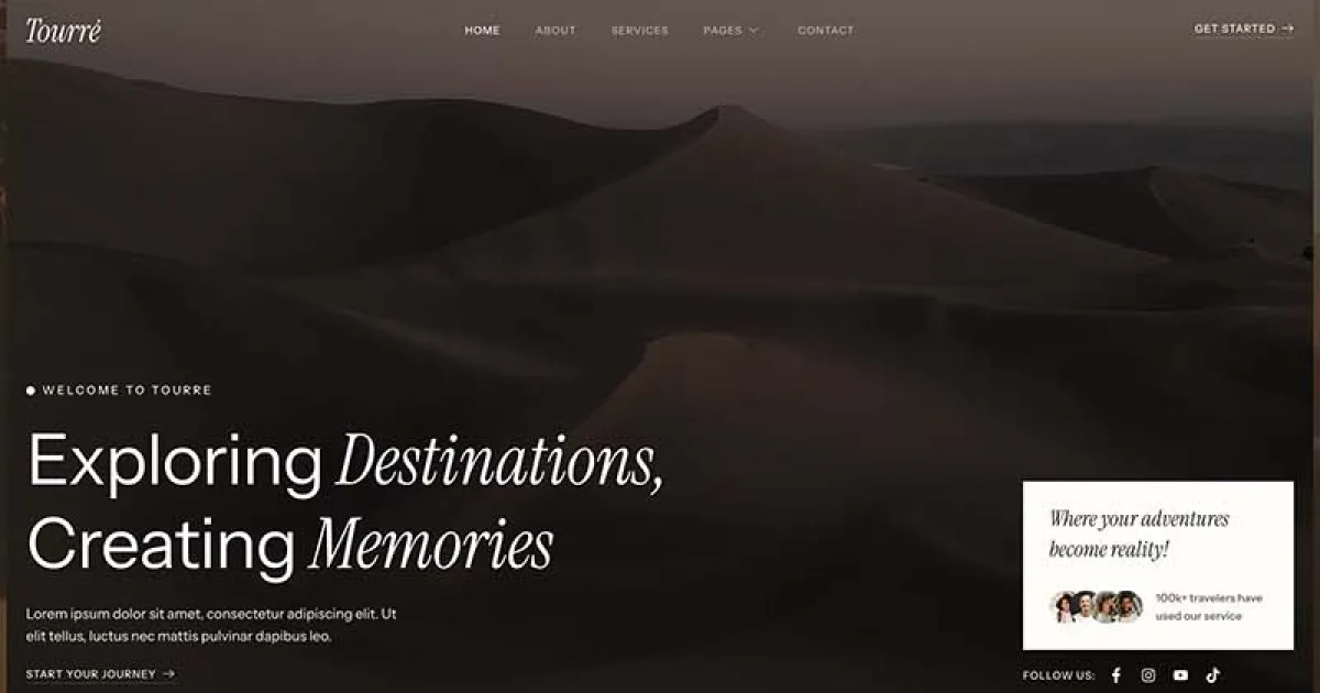 Tourre – Travel & Tour Agency Elementor Template Kit