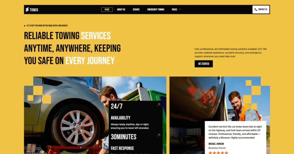Towix – Towing Services Elementor Template Kit