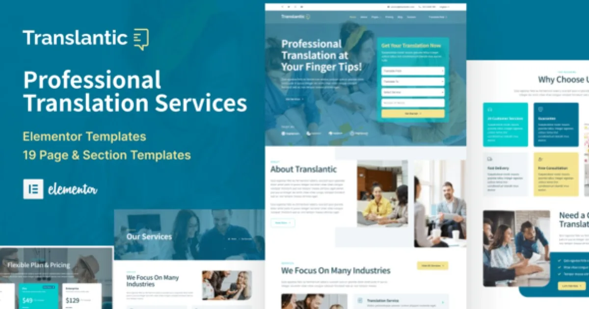 Translantic – Translation Service Agency Elementor Template Kit