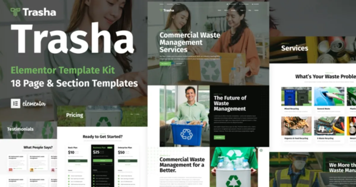 Trasha – Waste Management & Recycling Service Elementor Template Kit