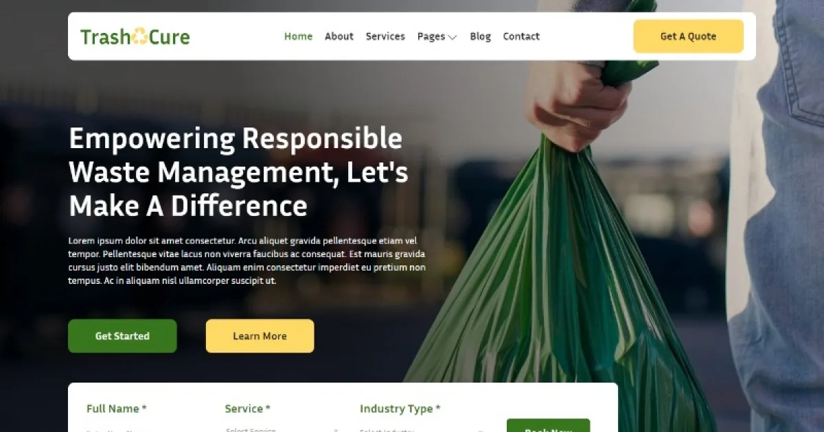 Trashcure – Waste Management & Recycling Service Elementor Template Kit