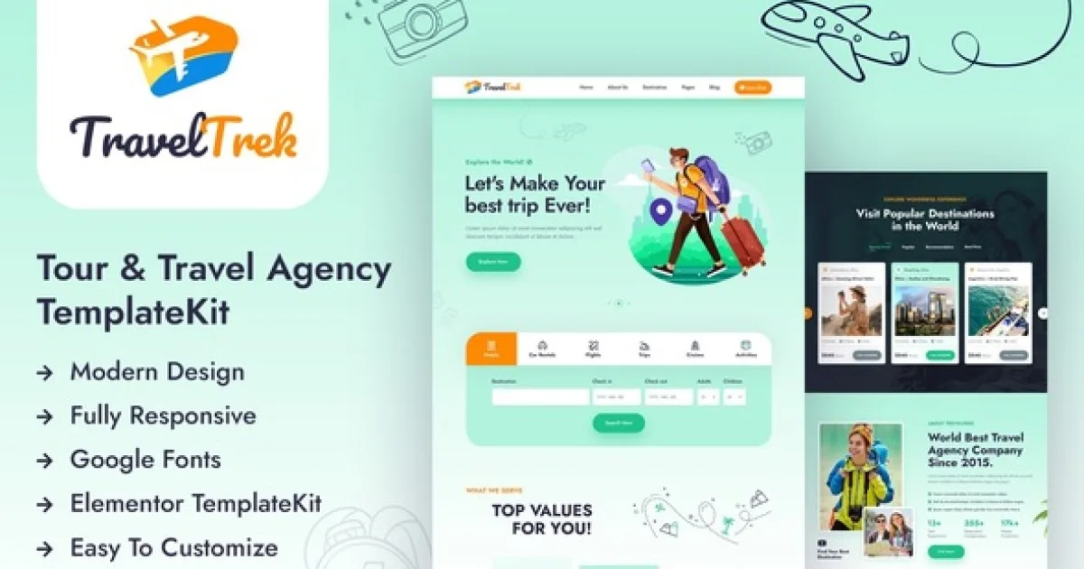 Travel Trek – Tour and Travel Agency Elementor Template Kit