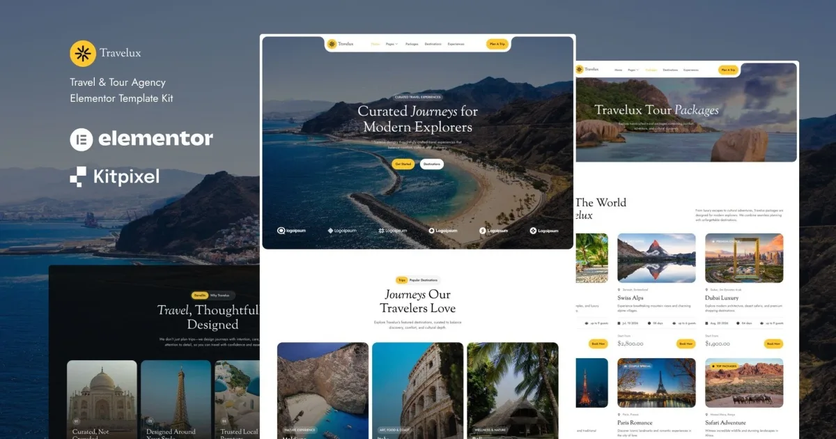 Travelux – Travel & Tour Agency Elementor Template Kit