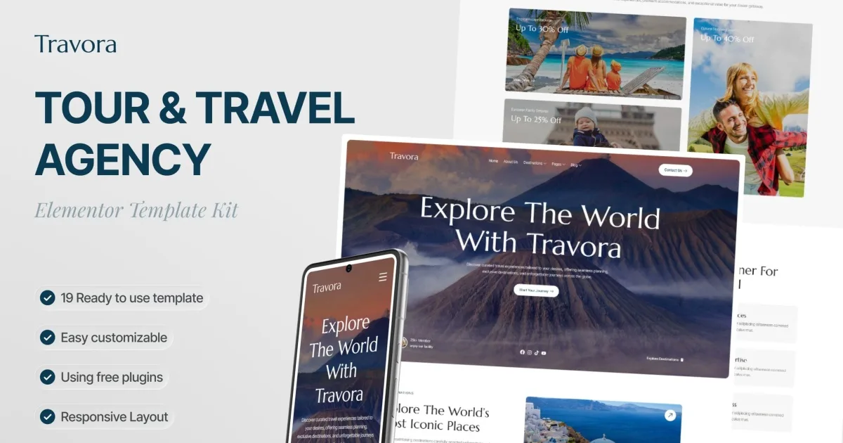 Travora – Tour & Travel Agency Elementor Template Kit
