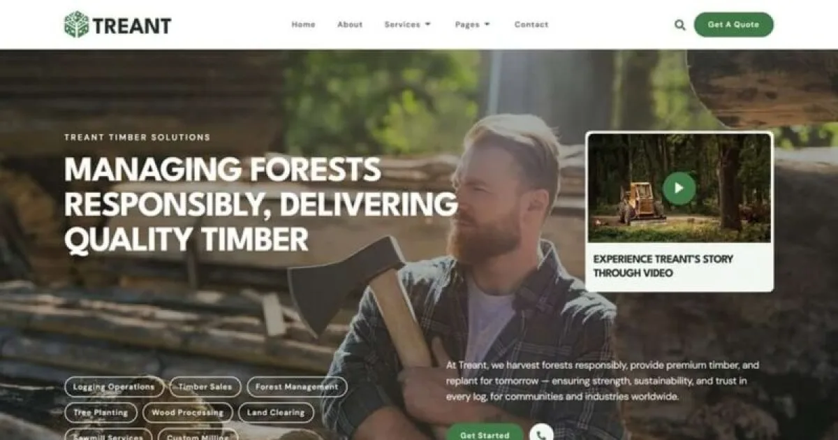 Treant – Forestry & Logging Elementor Template Kit