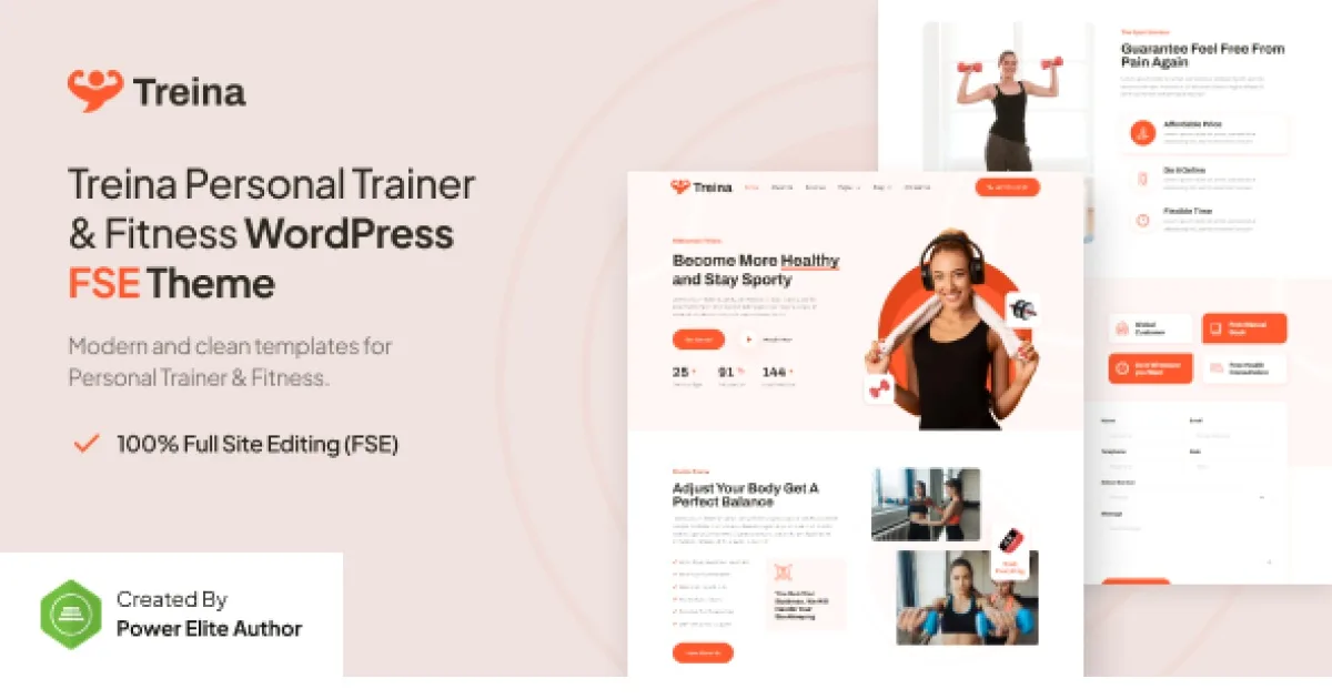Treina – Personal Trainer & Fitness Gutenverse FSE WordPress Block Theme