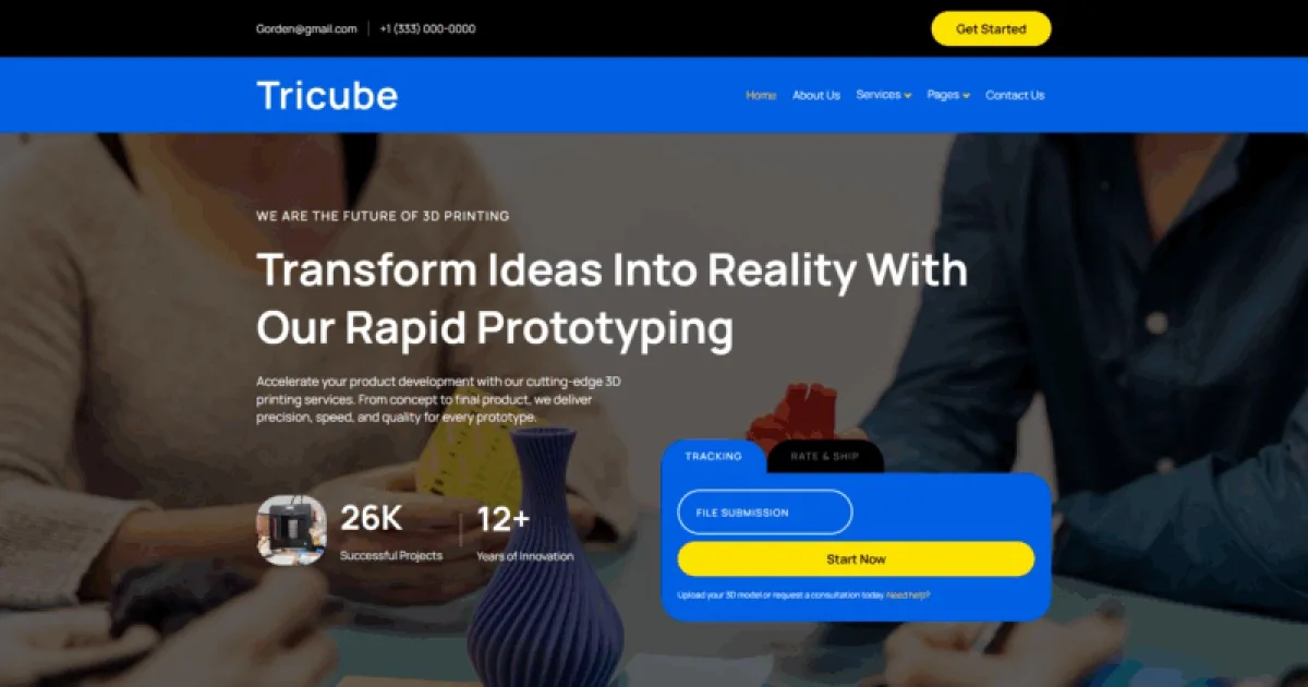 Tricube – 3D Printing & Rapid Prototyping Services Elementor Template Kits