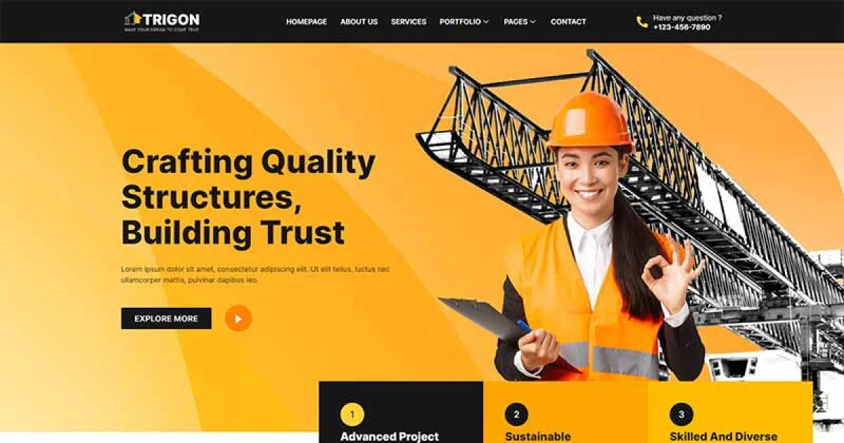 Trigon – Construction Elementor Template Kit