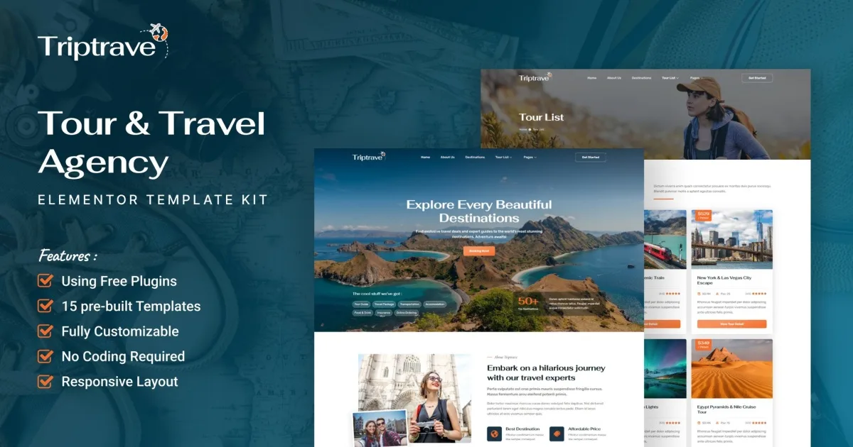 Triptrave – Tour & Travel Agency Elementor Template Kit