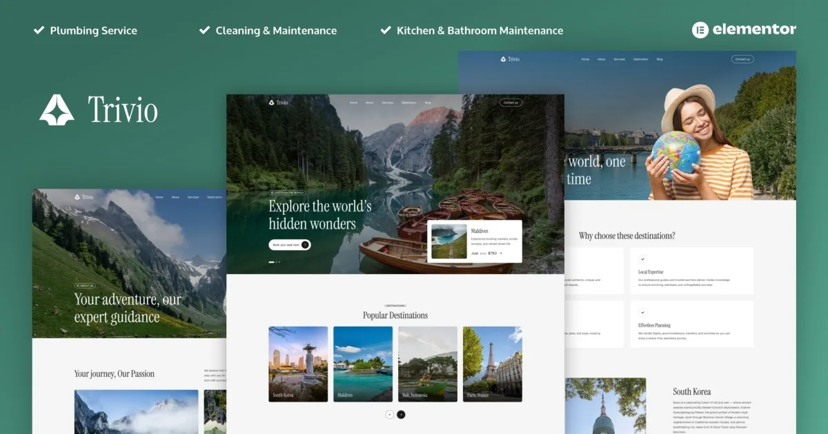 Trivio – Travel & Tour Agency Elementor Template Kit