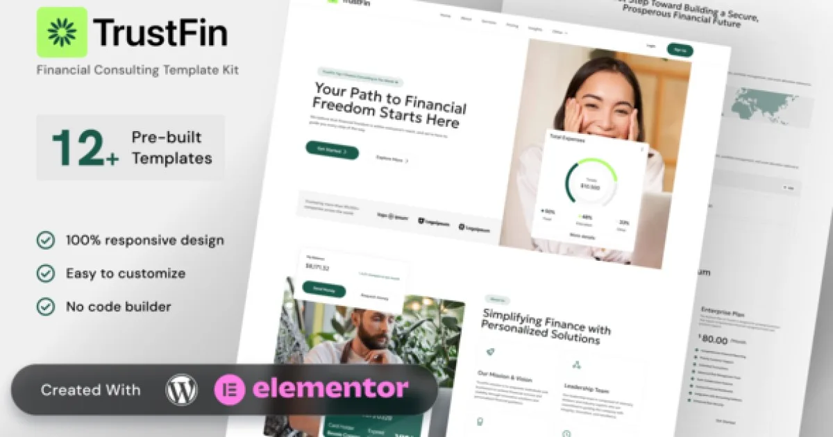 TrustFin – Financial Consulting Pro Elementor Template Kit