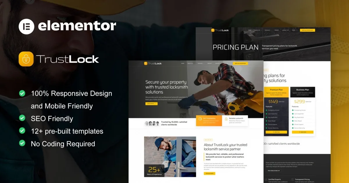 TrustLock – Locksmith & Key Maker Service Elementor Pro Template Kit
