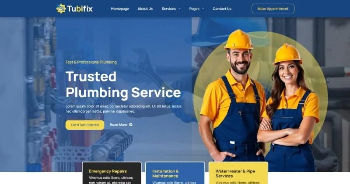Tubifix – Plumbing Services Elementor Template Kit
