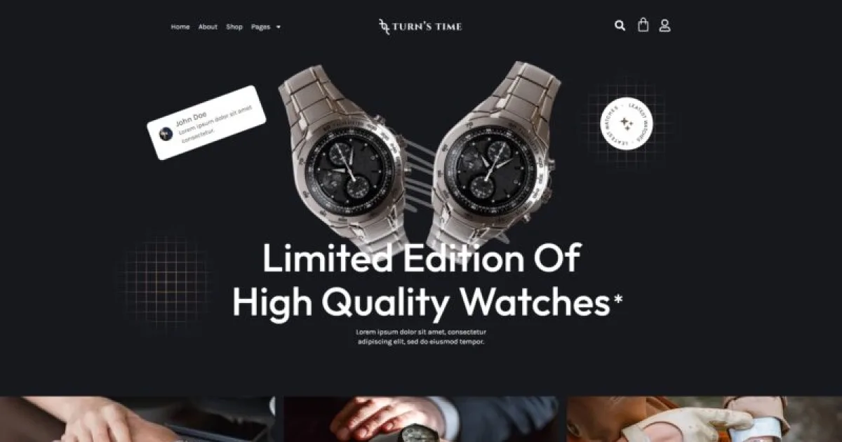 Turnstime – Modern Hand Watch Shop eCommerce Elementor Pro Template Kit