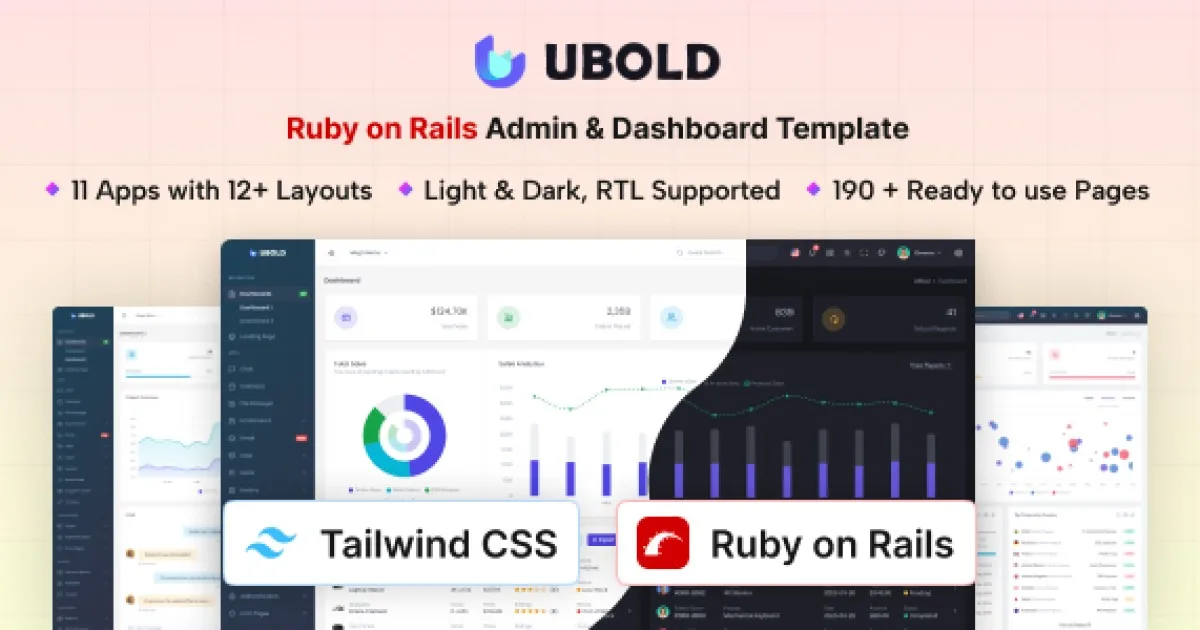 UBold – Ruby on Rails Tailwind CSS Admin & Dashboard Template
