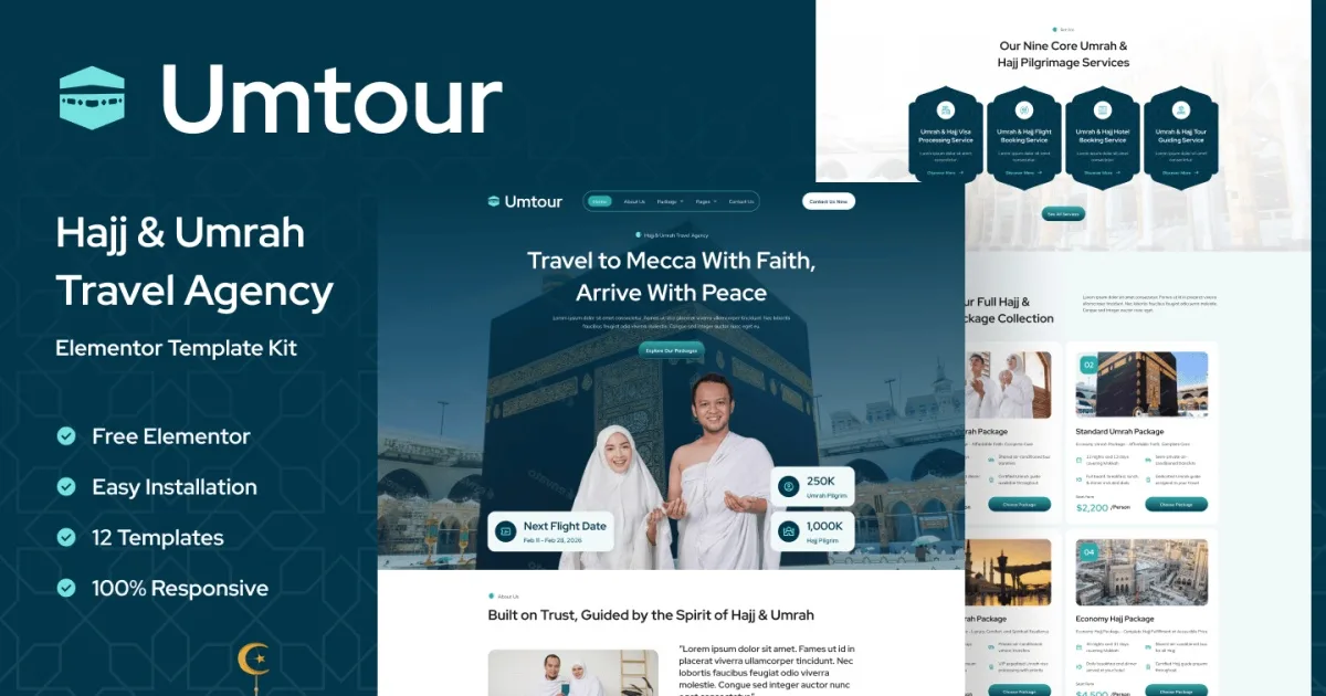Umtour – Hajj & Umrah Travel Agency Elementor Template Kit