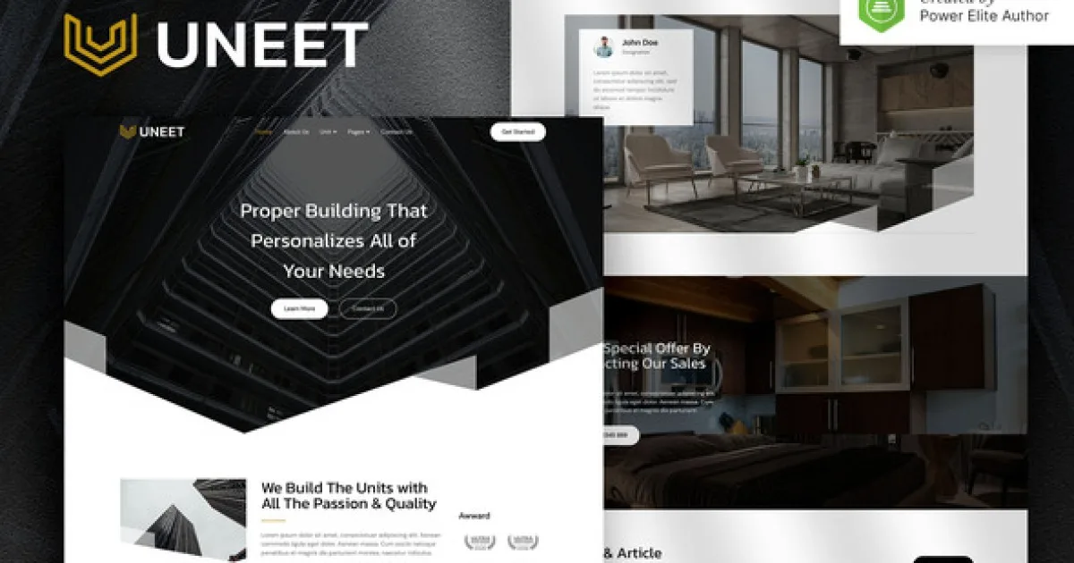 Uneet – Apartment & Single Property Real Estate Elementor Template Kit