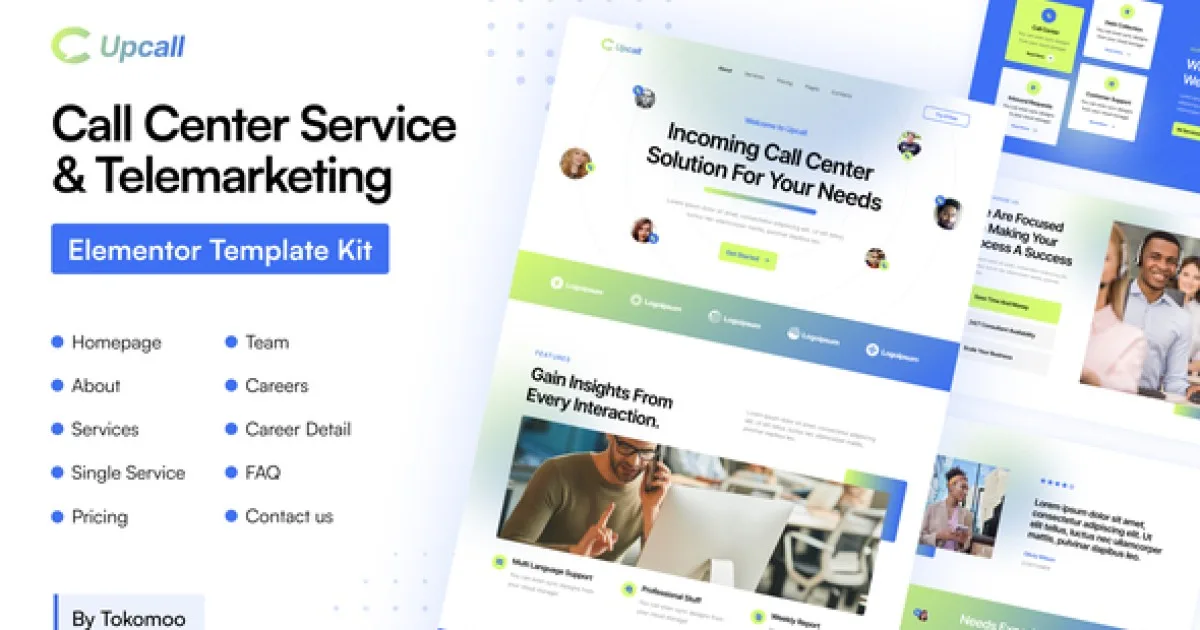 Upcall – Call Center Service & Telemarketing Elementor Pro Template Kit - Official Release Preview